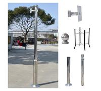 Adjustable Solar Panel Mounting Pole for Cameras 2-3 Sections Stainless Steel Surveillance Pole 3m Height Compatible with Dome & Bullet Cameras