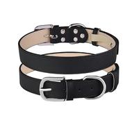 Adjustable Solid Color Comfortable PU Leather Dog Cat Collar Suitable For Shiba Inu Bulldog Dachshund Greyhound Beagle,Black,XL