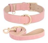 Adjustable Solid-Colour PU Leather Dog Training Camping Collar For Bulldogs Schnauzers Chihuahuas Pugs,A Set,S