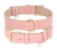 Adjustable Solid-Colour PU Leather Dog Training Camping Collar For Bulldogs Schnauzers Chihuahuas Pugs,A Collar,XL