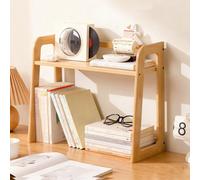 Adjustable, space-saving desk shelf with top, desk organizer, 2-tier wooden storage shelf, space-saving bookshelf for the worktop, for home or dorm room (Yellow, 60 cm/23.6 inches)