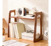 Adjustable, space-saving desk shelf with top, desk organizer, 2-tier wooden storage shelf, space-saving bookshelf for the worktop, for home or dorm room (Brown, 60 cm/23.6 inches)