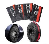 Adjustable Spare Tire Covers for Cars with Carry Handles and Reinforced Side Straps, Suitable for SUVs, Vans, and Business Cars (L Red Belt)