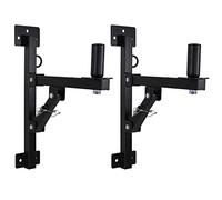 Adjustable Speaker Wall Brackets Pair, Heavy Duty Black Metal Mounts for PA Speakers, 50kg Load, 35mm Top Hat Fitting, Vertical and Horizontal Tilting, Ideal DJ, Stage and Studio Installation