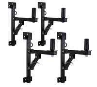Adjustable Speaker Wall Brackets Set of 4, Heavy Duty 50kg Black Speaker Mounts with 35mm Top Hat, Horizontal and Vertical Tilt Angle for PA Systems, DJ Equipment, Clubs and Home Studios