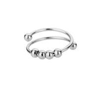 Adjustable Spinner Bead Anxiety Ring for Women - Stainless Steel Anti-Stress Open Band Fidget Ring for Relaxation & Focus
