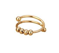 Adjustable Spinner Bead Anxiety Ring for Women - Stainless Steel Anti-Stress Open Band Fidget Ring for Relaxation & Focus