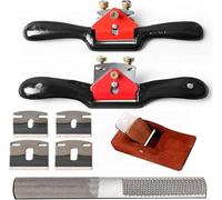 Adjustable Spokeshave Set - 2pcs Spokeshave, 6pcs Metal Blade, Portable Woodworking Planes and 4-Way Wood Rasp File, Perfect for Wood Craft and Woodworking