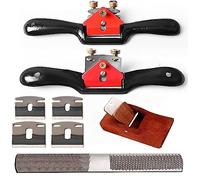 Adjustable Spokeshave Set - 2pcs Spokeshave, 6pcs Metal Blade, Portable Woodworking Planes and 4-Way Wood Rasp File, Perfect for Wood Craft and Woodworking