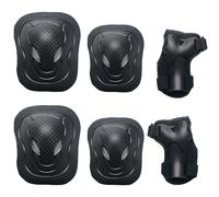Adjustable Sports Protective Gear Set - 6 PCS Breathable Knee Elbow Guards with Mesh Storage Bag for Skate, Skating, Biking & Outdoor Sports (Black)