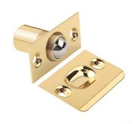 Adjustable Spring Ball Catch Latch for Wooden Cabinet Doors, Solid Brass and Stainless Steel Closet Door Bead Lock with Screws, Easy Install(Gold)