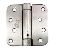 Adjustable Spring Hinges, 4" X 4" with 5/8" Radius in Satin Nickel - Self Closing Hinges - Door Closing Hinges - 2 Pack