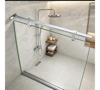 Adjustable Square Shower Glass Support Bar, 304 Stainless Steel Wall to Glass Stabilizer Rod for Frameless Shower Panels, Fits 8-12mm Glass(Glossy Silver,90 cm (35.4"))
