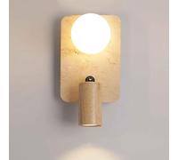 Adjustable Square Wall Lamp - European Style Yellow Travertine Sconce for Bedroom, Vanity & Reading - Simple Solid Wood Bedside Light Fixture