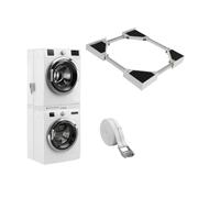 Adjustable Stacking Frame Kit 46-66 cm Universal Fit for Washing Machine Tumble Dryer Stackable Shelf with Ratchet Ropes and Anti Vibration Feet