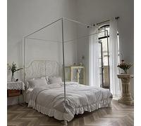 Adjustable Stainless Steel Canopy Bed Kit for Double/King Size - Frame with Base Stabilizers Bed Bracket & Mosquito Net Support (Net Not Included)