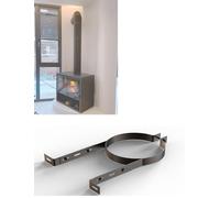 Adjustable Stainless Steel Chimney Support Bracket - Flue Liner Clamp, Stove Pipe Hanger for Log Cabins & Boiler Room Wall Mount(Gray,4in/10cm)