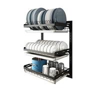 Adjustable Stainless Steel Dish Rack with Removable Tray 3 Hooks Kitchen Countertop & Sink Organizer 3Tier Storage Stand for Efficient SpaceSaving