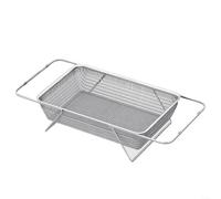 Adjustable Stainless Steel Drainer for Sink, Extendable Kitchen Strainer for Washing Fruit and Vegetables, Rustproof Dish Rack Strainer with Efficient Drainage, Silver