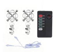 Adjustable Stainless Steel Electric Shock Nipple Clamps - Screw Clip Electro Stimulation Nipple Clips with Weighted Metal Pendants, Adult Play Accessories for Women and Couples (Four-Leaf Clover)