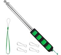 Adjustable Stainless Steel Flagpole Telescopic with Clip for For tour Guides and Educators (green)