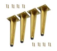 Adjustable Stainless Steel Furniture Legs Set of 4, 120mm Gold Table Feet for Sofa, Cabinet, Bed, Breakfast Bar, Desk Replacement with Screws (Height 0-10mm)
