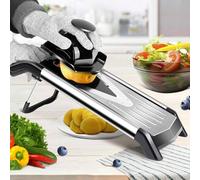 Adjustable Stainless Steel Mandoline Slicer & Striper - Professional Vegetable Cutter with Precision Blades
