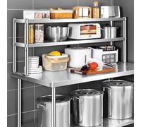 Adjustable Stainless Steel Overshelf - Double/Triple Tier Prep Table 550lb Capacity for Restaurant & Kitchen 70x30x80cm Heavy-Duty Work Table Commercial Quality Silver Finish