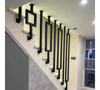Adjustable Stair and Terrace Handrail 30 to 160 cm Safety Railing for Attic Steps Veranda Black Divider Columns Metal Slats (Style 1 95cm)