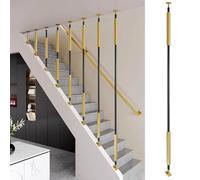 Adjustable Stair Balusters Interior, Rod Iron Banister Railing Indoor Customizable Stair Spindles Gold Black White w/ 270 Top & Bottom Bracket, Villa Deck Attic Staircase Pole(1pc Black,58cm
