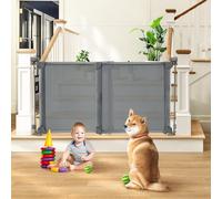 Adjustable Stair Gate Baby Gate, Foldable Baby Gates for Doorways, Dog Gate Adjustable Width 80 to 140cm, 75cm Tall Pet Gate One Handed Operation, Mesh Safety Gate for Stairs/Hallways/Outdoor/Indoor