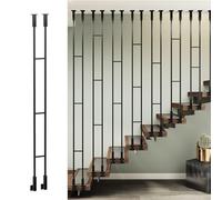 Adjustable Stair Railing AntiFall Iron Rods for Stairs Customizable Stair Steps for Roofs/Halls Suitable for Flat & Sloped Stairs (Black 175cm/69in/5.7ft)