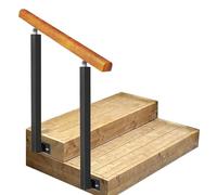 Adjustable Stair Railing for Indoor/Outdoor Steps - Fits 1-3 Steps, Durable Wood & Wrought Iron Design, Safe & Stylish il for Easy Access and Support