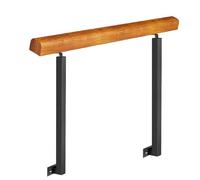Adjustable Stair Railing Kit 60-140 cm - Complete Wooden Handrail with Black Wrought Iron Supports - Indoor/Outdoor Safety & Style, Height Options 85/95 cm
