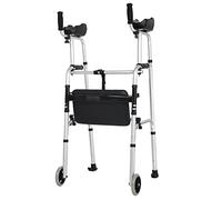 Adjustable Standard Walker, Light Aluminum Alloy, Practical and Detachable Multi-Scene, with Armrest Pad and Foldable PU Seat Cushion, Walker for The Elderly.