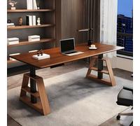 Adjustable Standing Desk Electric Lift Table Solid Wood Computer Workbench for Study Room Office
