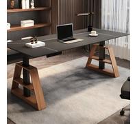 Adjustable Standing Desk Electric Lift Table Solid Wood Computer Workbench for Study Room Office