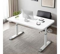 Adjustable Standing Desk Manual Crank Height-Adjustable Workstation Sit-Stand Office Desk White Computer Table for Home Office 80cm Frame