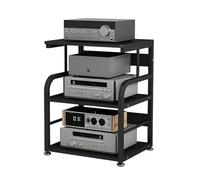 Adjustable Stereo Rack & Media Stand - DVD/CD nizer Display Tower for Record Player & Audio Equipment AV Shelving Unit (Black 55x40x71.5cm)