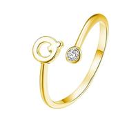 Adjustable Sterling Silver Ring: Initial Letter Rings-Stackable Letter A-Z Initial Ring Has A,B,C,D,E,F,G,H,I,J,K,L,M,N,O,P,Q,R,S,T,U,V,W,X,Y,Z, 26 Letters Cover Everyone'S Name, Womens Silver Cubic