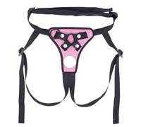 Adjustable Strap On Harness for Pegging - Double Ring Unisex Underwear Belt with Soft Padding - Secure Fit for Men & Women (Pink)