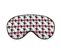 Adjustable Strap Sleep Eye Mask,Party Game Eye Mask,Sleeping Mask Eye Blocks Light Sleep Shade Cover for Travel Yoga Nap Compatible with Black and Red Houndstooth in Patchwork Style