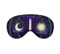Adjustable Strap Sleep Eye Mask,Party Game Eye Mask,Sleeping Mask Eye Blocks Light Sleep Shade Cover for Travel Yoga Nap Compatible with Sword Balance Scales Moon Sun Neon Astrology Libra Zodiac