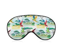 Adjustable Strap Sleep Eye Mask,Party Game Eye Mask,Sleeping Mask Eye Blocks Light Sleep Shade Cover for Travel Yoga Nap Compatible with Watercolor African Landscape Parrots Green Trees