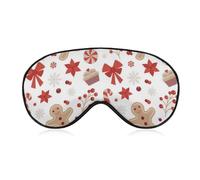 Adjustable Strap Sleep Eye Mask,Party Game Eye Mask,Sleeping Mask Eye Blocks Light Sleep Shade Cover for Travel Yoga Nap Compatible with Christmas Gingerbread Man Candy Cane Pattern Red White