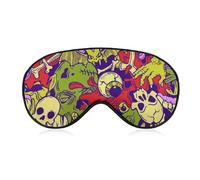 Adjustable Strap Sleep Eye Mask,Party Game Eye Mask,Sleeping Mask Eye Blocks Light Sleep Shade Cover for Travel Yoga Nap Compatible with Halloween Pattern with Horror Elements Zombie Skull Colorful