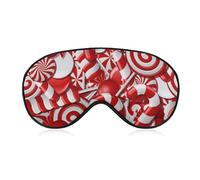 Adjustable Strap Sleep Eye Mask,Sleep Eye Elastic Mask,Unisex Comfortable Sleeping Eye Mask Cover for Airplane Travel Yoga Nap Compatible with Christmas Decorations Red Candy Cane