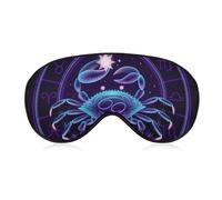 Adjustable Strap Sleep Eye Mask,Sleep Eye Elastic Mask,Unisex Comfortable Sleeping Eye Mask Cover for Airplane Travel Yoga Nap Compatible with Crab Neon Horoscope Astrology Cancer Zodiac