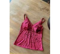 Adjustable Strap Velvet Tank for top With Inner Padding Adjustable | Gold velvet fabric, delicate lace trim, built-in bra pads, for v-neck style, adjustable shoulder straps