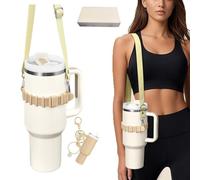 Adjustable Strap Water Bottle Holder Food Grade Silicone Accessory Compatible with Stanley Owala Hydroflask Yeti More for Hands- Carrying On Walks Camping Gym Daily Use